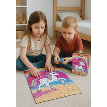 🦄 Unicorn Temalı Ahşap Puzzle 70 Parça – 32X42 cm | Ahşap Kutulu Eğitici Oyuncak