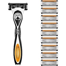 Flex 5 Hybrid Tıraş Bıçağı Seti 1 Gövde + 10 Yedek Başlık 5 Bıçaklı Erkek Tıraş Bıçağı, 5 Nano