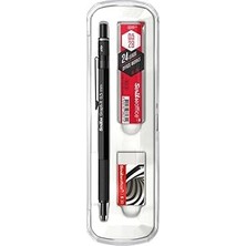 Scrikss Office Graphx 3'lü Set Mekanik Kurşun Kalem Silgi Min Mat Siyah 0.5 mm