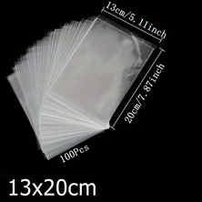 HG Tedarik 100 Adet 13X20 cm Bantsız Şeffaf Opp Jelatin Poşet, Kurabiye ve Şekerleme Poşeti