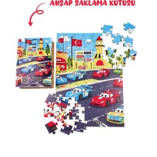 🏁 Yarış Arabaları Temalı Ahşap Puzzle – 70 Parça (32 x 42 Cm) | Ahşap Saklama Kutulu Eğitici Oyuncak