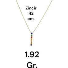 Renkli Taşlı Bar Model 925 Ayar Gümüş Kolye – Modern ve Canlı Tasarım