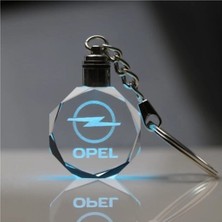 7 Renk Yanan 3D Kristal LED Anahtarlık, Yedek Pil Hediye