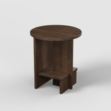 Halven Yan Sehpa | 41 cm - Raflı Ceviz Renkli