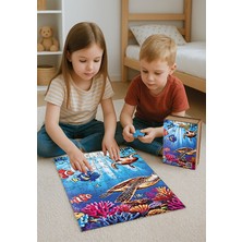 🐠 Deniz Canlıları Temalı Ahşap Puzzle – 70 Parça (32 x 42 Cm) | Ahşap Saklama Kutulu Eğitici Oyuncak