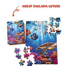 🐠 Deniz Canlıları Temalı Ahşap Puzzle – 70 Parça (32 x 42 Cm) | Ahşap Saklama Kutulu Eğitici Oyuncak