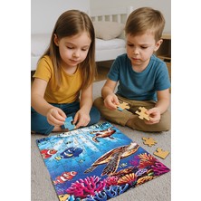 🐠 Deniz Canlıları Temalı Ahşap Puzzle – 70 Parça (32 x 42 Cm) | Ahşap Saklama Kutulu Eğitici Oyuncak