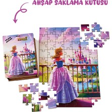 Nature Play Design 👑 Prenses Temalı Ahşap Puzzle – 70 Parça (32 x 42 Cm) | Ahşap Saklama Kutulu Eğitici Oyuncak