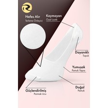 Pamuk Kadın Babet Çorap Dikişsiz Görünmez Kaydırmaz Topuk Silikonlu Premium 5'li Paket