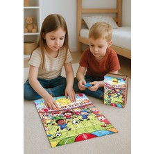 Nature Play Design ⚽ Renkli Futbol Temalı Ahşap Puzzle – 70 Parça (32 x 42 Cm) | Ahşap Saklama Kutulu Eğitici Oyuncak