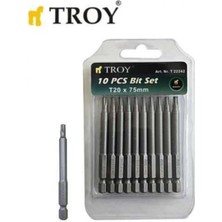 Torx Bits Uç Seti 10'lu T20X75MM, Dayanıklı ve Yüksek Performanslı Araç Seti