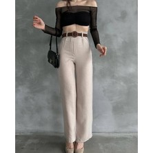 Beli Kemerli Keten Pantolon %100 Pamuk