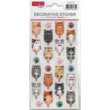 Tanex Kıds TNX-27111 Dekoratif Etiketler - Puffy Boncuk Kediler Serisi Stıcker - Tekli