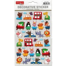 Tanex Kıds TNX-27158 Dekoratif Etiketler - Puffy Arabalı Gezegen Hayvanlar Serisi Stıcker - Tekli