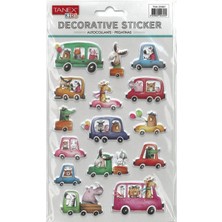 Tanex Kıds TNX-25367 Dekoratif Etiketler - Puffy Araba Serisi Stıcker - Tekli