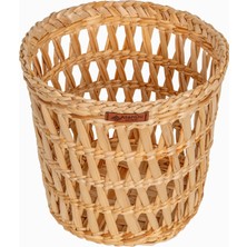 Atandu Home %100 El Yapımı Doğal Hasır Saksılık & Organizer Sepet | 24x24 cm | Dekoratif Saksı Kılıfı | Bohem Rustik Hasır Sepet | El Örgüsü Ev Düzenleyici