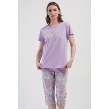 Pamuklu Kadın Büyük Beden Kısa Kol Kaprili Pijama Takım
, 410036