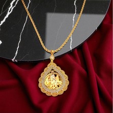 Kadın 22 Ayar Altın Kaplama Damla Figürlü Osmanlı Tuğrası Kolye