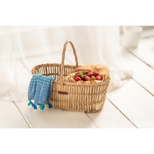 Atandu Home Atandu Home %100 El Yapımı Doğal Hasır Kulplu Sepet – 43x22x18 cm | Piknik, Hediye ve Organizer Kullanıma Uygun | Dekoratif Çok Amaçlı Sepet