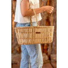 Atandu Home Atandu Home %100 El Yapımı Doğal Hasır Kulplu Sepet – 43x22x18 cm | Piknik, Hediye ve Organizer Kullanıma Uygun | Dekoratif Çok Amaçlı Sepet