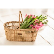 Atandu Home Atandu Home %100 El Yapımı Doğal Hasır Kulplu Sepet – 43x22x18 cm | Piknik, Hediye ve Organizer Kullanıma Uygun | Dekoratif Çok Amaçlı Sepet