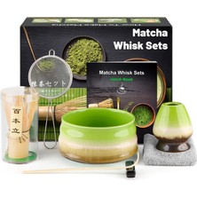 7 Parça Japon Matcha Seremoni Seti Doğal Bambu ve Seramikli Tam Tören Kiti