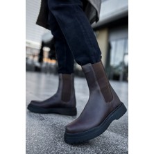 J223 Alaska Bağcıksız Ortopedik Taban Günlük Cilt Erkek Spor Postal Bot Cst Kahverengi