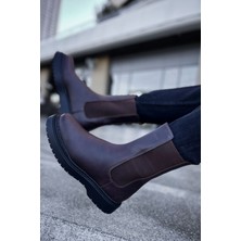 J223 Alaska Bağcıksız Ortopedik Taban Günlük Cilt Erkek Spor Postal Bot Cst Kahverengi