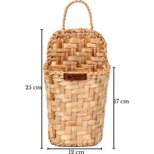 Atandu Home %100 El Yapımı Doğal Hasır Kapı Süsü & Gazetelik & Organizer | 12X25 cm Çok Amaçlı Kapı Süsü ve Dekoratif Sepet