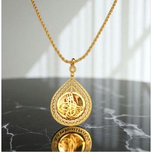 Kadın 22 Ayar Altın Kaplama Damla Figürlü Osmanlı Tuğrası Kolye