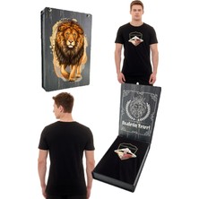 Galatasaray Orijinal Lisanslı Sıfır Yaka Siyah Gs Icardi T-Shirt Gs Aslan Baskılı Hediyelik Ahşap Kutulu