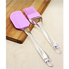 Silikon Yumurta Fırçası ve Spatula Damla Saplı Silikon Hamur Spatula Yağ Fırçası Mor Spatula Fırça