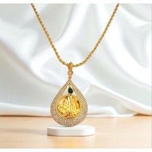 Kadın 22 Ayar Altın Kaplama Damla Figürlü Osmanlı Tuğrası Kolye