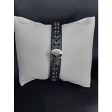 Unisex Suni Deri Metal Detaylı El Yapımı Bileklik