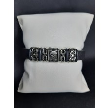 Unisex Suni Deri Metal Detaylı El Yapımı Bileklik