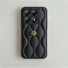 Xiaomi Mi 14T Uyumlu Kılıf Zebana Camellia Deri Kılıf Siyah