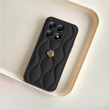 Xiaomi Mi 14T Uyumlu Kılıf Zebana Camellia Deri Kılıf Siyah