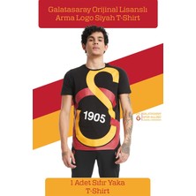 Galatasaray Orijinal Lisanslı Siyah T-Shirt Erkek Beden L Büyük Logo ile Tarafını Göster