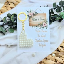 10 Adet Inci Kalp Anahtarlık Kart Üzeri  Nişan Nikah Söz Hediyelik