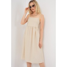 Passense Askılı Ayrobin Elbise 2565 - Krem