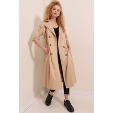 Passense 5853 Kruvaze Yaka Trençkot - Vizon