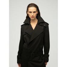 Maximus Siyah Kadın Trençkot Victoria Su Geçirmez Trençkot