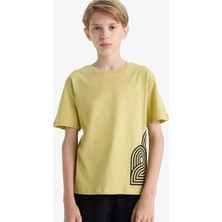 DeFacto Erkek Çocuk Bisiklet Yaka Baskılı Kısa Kollu Tişört F3767A825AU