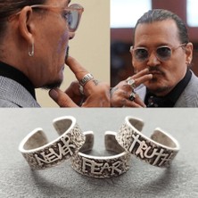 Never Fear Truth Johnny Depp Yüzüğü Erkek Yüzük Seti Gümüş Kaplama Ayarlanabilir El Yapımı Yüzük