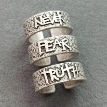 Never Fear Truth Johnny Depp Yüzüğü Erkek Yüzük Seti Gümüş Kaplama Ayarlanabilir El Yapımı Yüzük