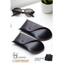 Modacar Korumalı Deri Gözlük Kabı Korumalı Gözlük Koruma Kılıfı 2 Li Set