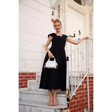 Gizmur Store U Yaka Prenses Elbise Siyah S255101