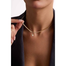 Altın Balık Sırtı Kolye Opal Taşlı