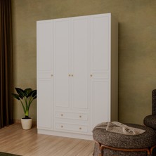 Erva 4 Kapak 2 Çekmeceli Çıtalı Country Gardırop