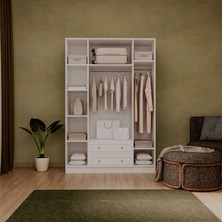Erva 4 Kapak 2 Çekmeceli Çıtalı Country Gardırop